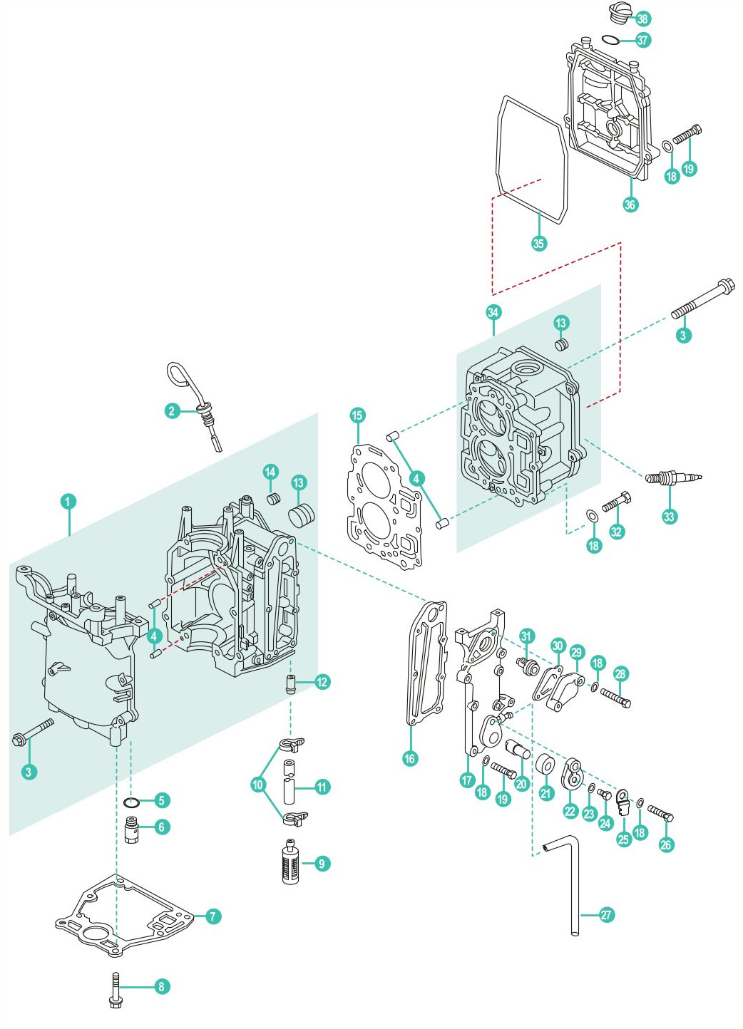 Parsun F6B,F8B,F9.8B - Motorblock