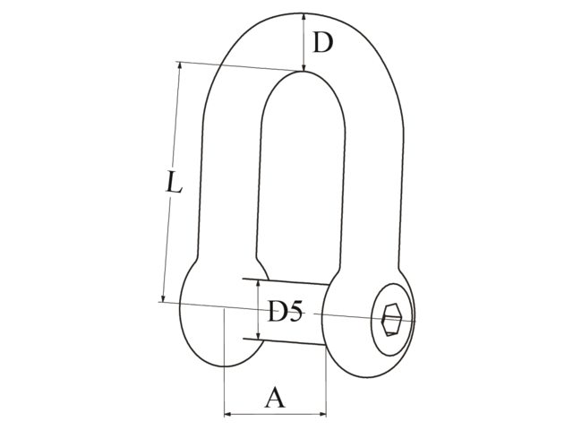 Schäkel Form D mit Innensechskant 5mm