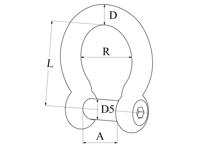 Schäkel geschweift mit Innensechskant 5mm