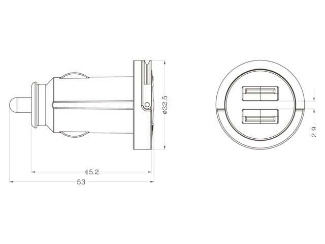 Lade-Adapter 2xUSB 12V