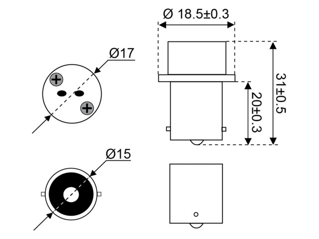 Adapter BA15s nach G4/GU5.3/GY6.25  (º)