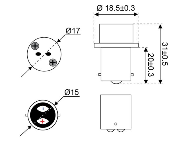 Adapter BA15d nach G4/GU5.3/GY6.25  (º)