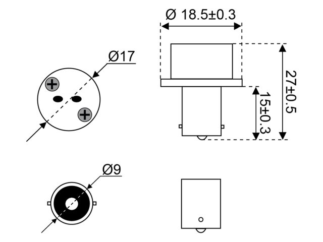 Adapter BA9S nach G4/GU5.3/GY6.25