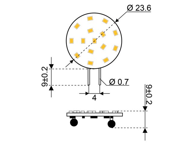 S-LED 15 10-30V G4-seitlich 2700K