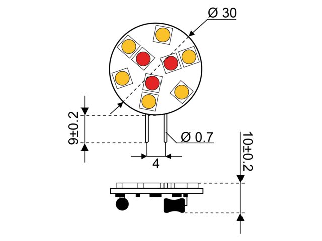 S-LED 9 10-30V G4-seitlich