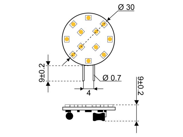 S-LED12 10-30V G4-seitlich >90