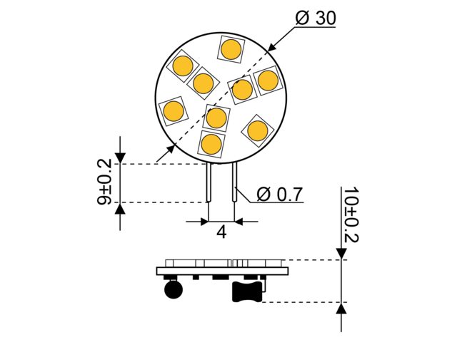 S-LED 9 10-30V G4-seitlich dimmfähig