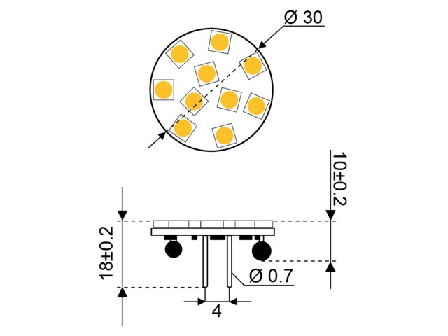 S-LED 10 8-30V GZ4 Plättchen