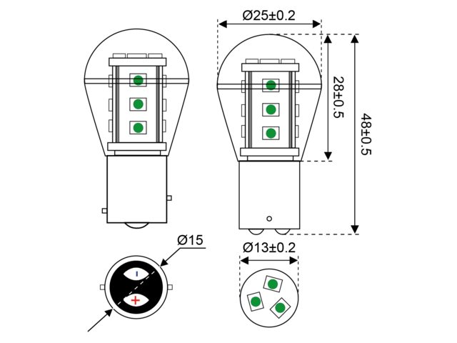 S-LED 15 10-30V BAY15d grün