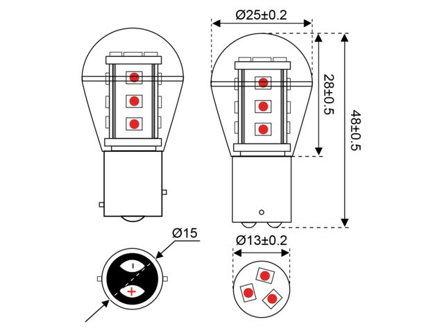 S-LED 15 10-30V BAY15d rot