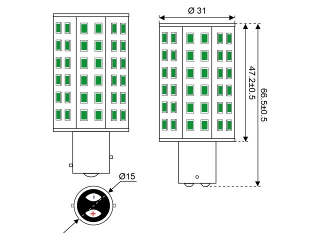 S-LED 60 10-30V BAY15d grün