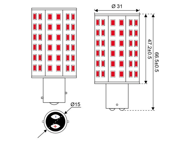 S-LED 60 10-30V BAY15d rot