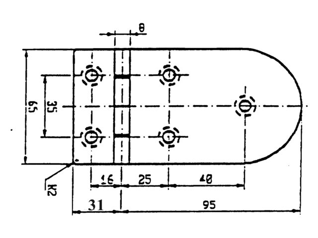 Scharnier 126x65mm 180°