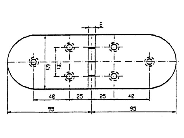 Scharnier 190x65mm 90°