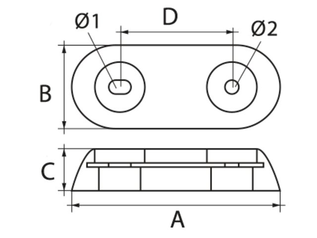 Rumpf-Anode V-Typ 15 Zink 150x60x25mm