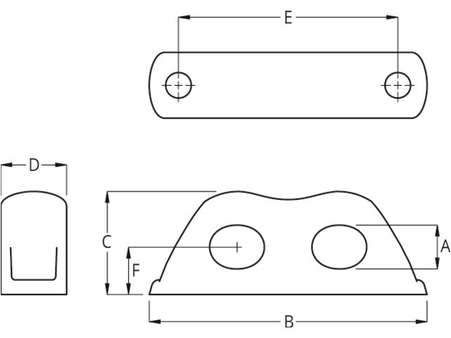 RF8092-12 Ropeglide Fairlead double schwarz 12mm