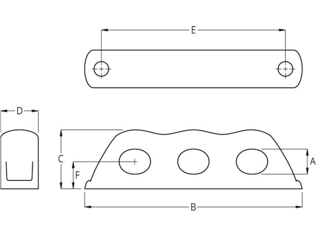 RF8093-12 Ropeglide Fairlead triple schwarz 12mm