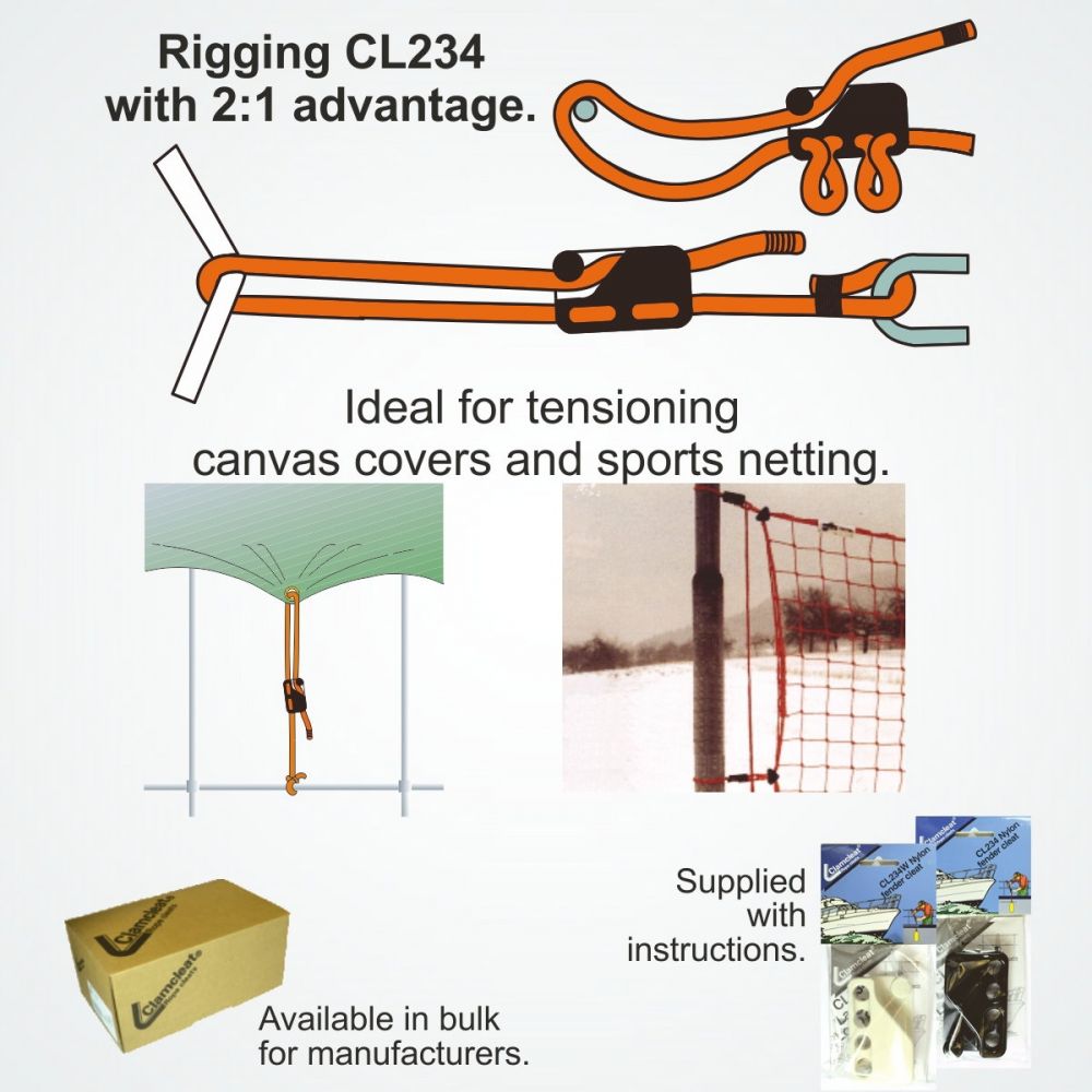 Clamcleat CL234 Seilspanner 6 - 12mm  Nylon Info