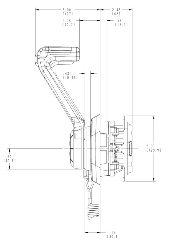 Fernbedienung CHX 8351 mit Chrom Hebel Trimm Backbord Montage