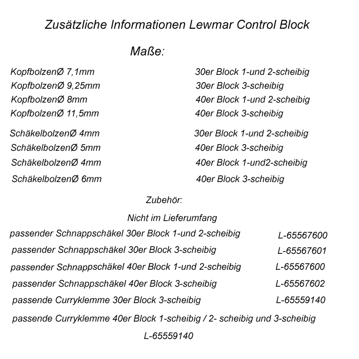 Lewmar 29901421BK Control Block 1-scheibig Tau 10mm