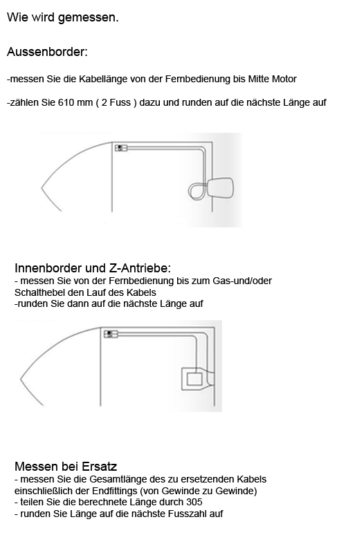 Mercury/Mariner Gen. II ab 2003 Fernbedienzug 30 Fuss / 914 cm Länge