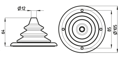 Kabeldurchführung / Balgen mit Montagering Grau D=105 mm