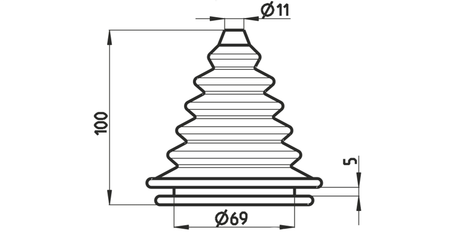 Kabeldurchführung / Balgen ohne Montagering Schwarz D=69 m