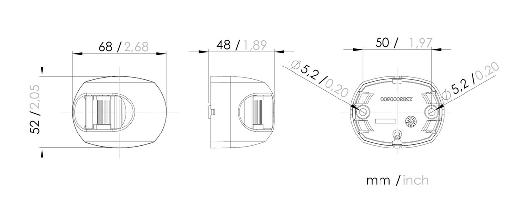 Aqua Signal Serie 34 LED Backbordlaterne schwarz 12/24V Maße