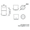 Adapter Sockelfassung B22D auf E14 Maße