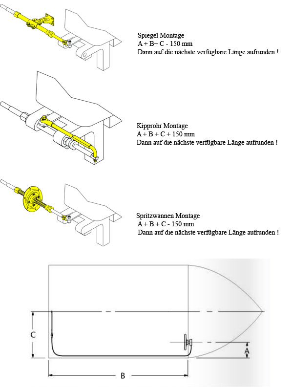 Teleflex/Ultraflex Bootssteuerung bis 235 PS 08 Fuss / 244 cm