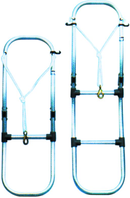 Aluminium Badeleiter  aufklappbar  4-Stufen  L=1130mm  B=300mm  Rohr Ø25mm  für Schlauchboot