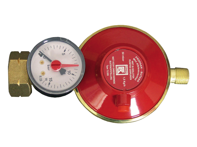 Druckregler Shell/Combi 30mbar 1/4 Außenlinksgewinde mit Manometer