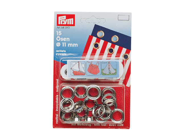 Prym 541370 Rundkauschen / Ösen Ø 11 mm 15 Stück Messing vernickelt