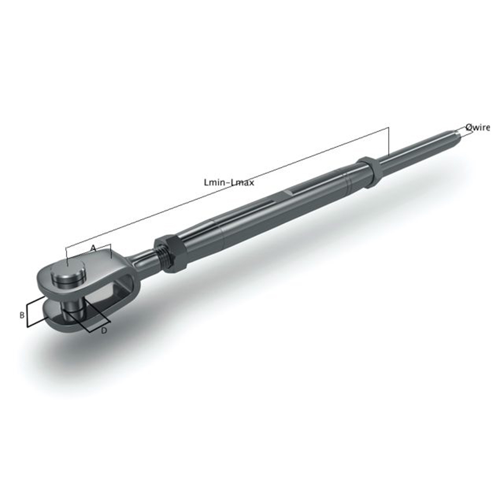 OS Wantenspanner Gabel / Terminal mit M8 Gewinde für Draht Ø 4 mm