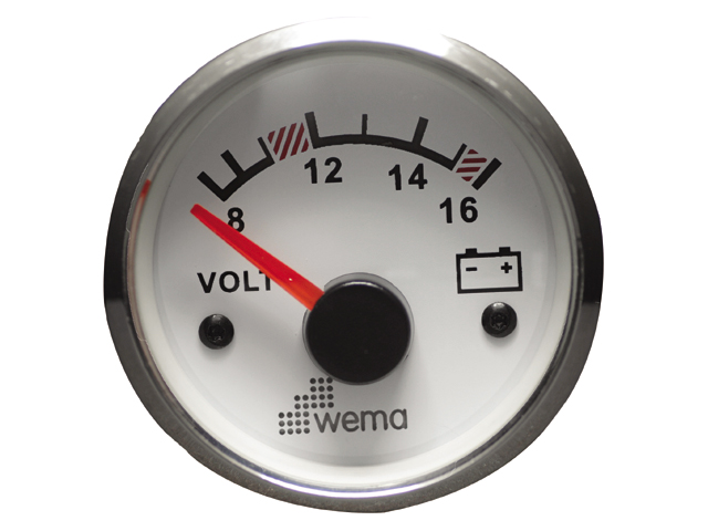 Wema Serie Silber Voltmeter LED 12V weiß Messbereich 8-16V