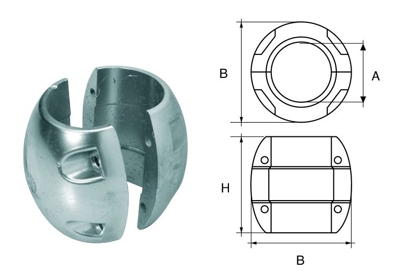 Wellenanode Aluminium Kugelförmig  Ø 35 mm