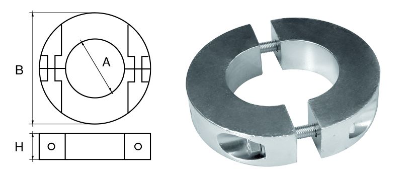 Wellenanode Aluminium Ringförmig Ø 45 mm