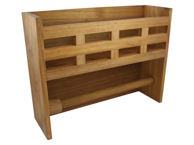 Teak Lagerregal mit Küchenrollenhalter 33x10x25.5cm