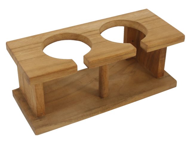 Teak Weinglasständer 2fach 21.5x9x9.5cm