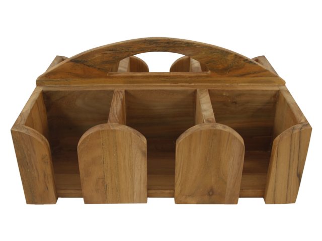 Teak Becherhalter 6fach mit Handgriff 29.5x22x15cm