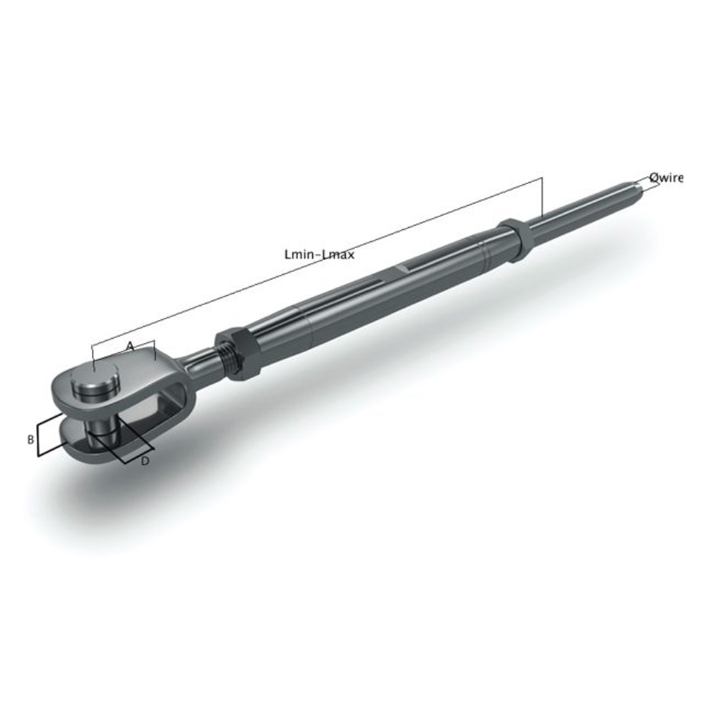 [L-09104114] OS Wantenspanner Gabel / Terminal mit M14 Gewinde für Draht Ø 7 mm