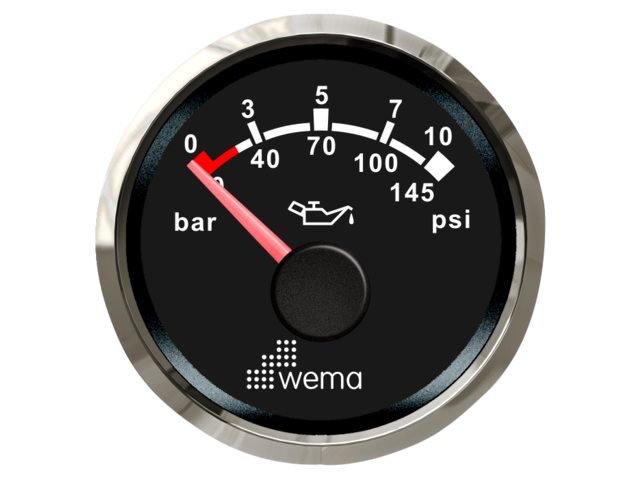 Wema NMEA2000 Silber-Serie Anzeige Öldruck 10bar schwarz
